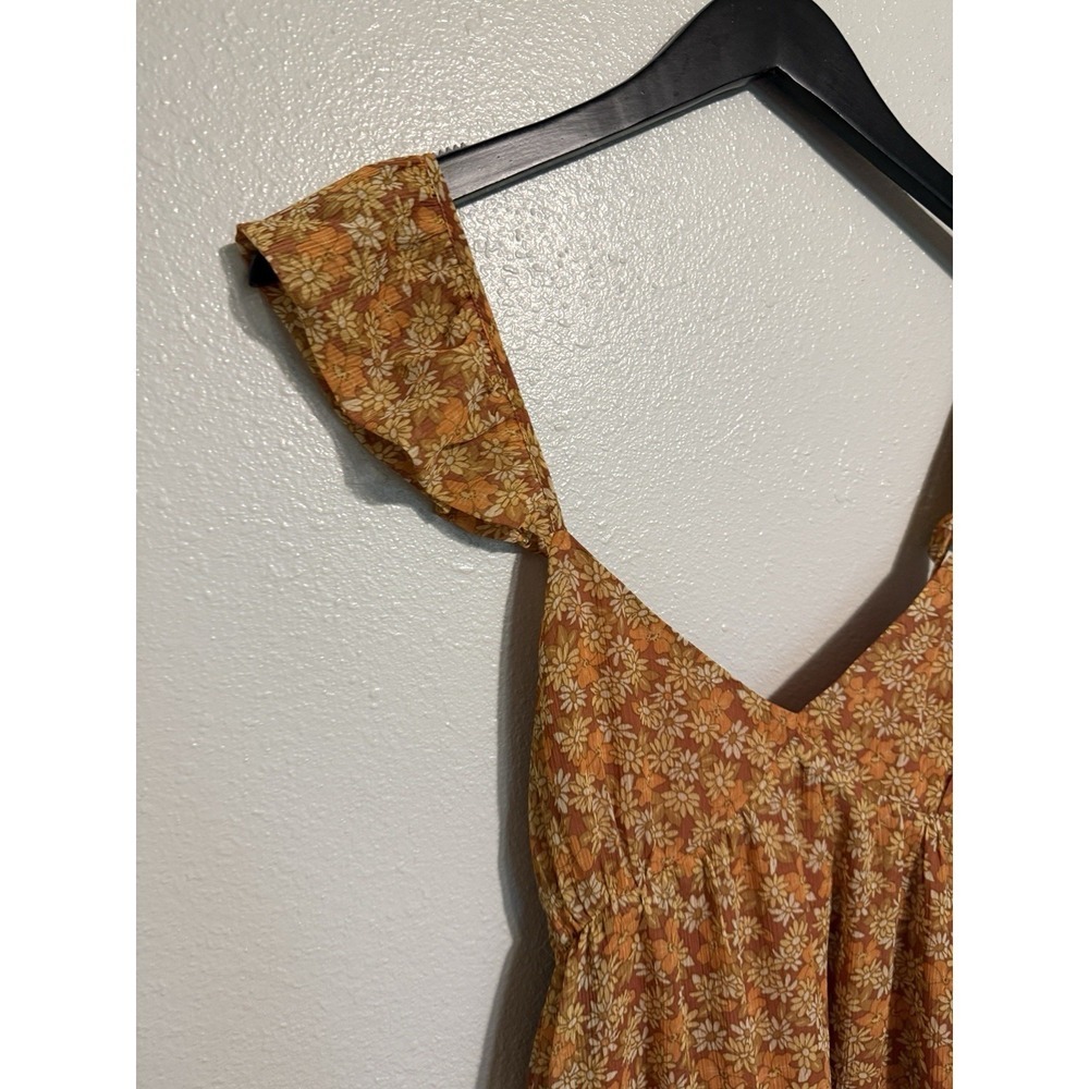 Madewell Floral Georgette Ruffle-Sleeve Tiered Midi Dress Daisy Meadow Size 14 - Picture 4 of 13